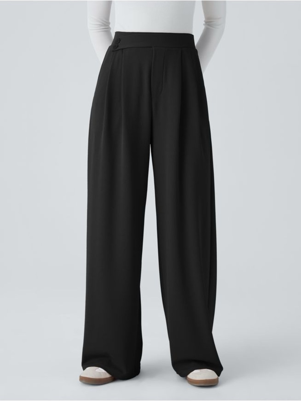 HALARA Black High-Waist Wide Leg Trousers